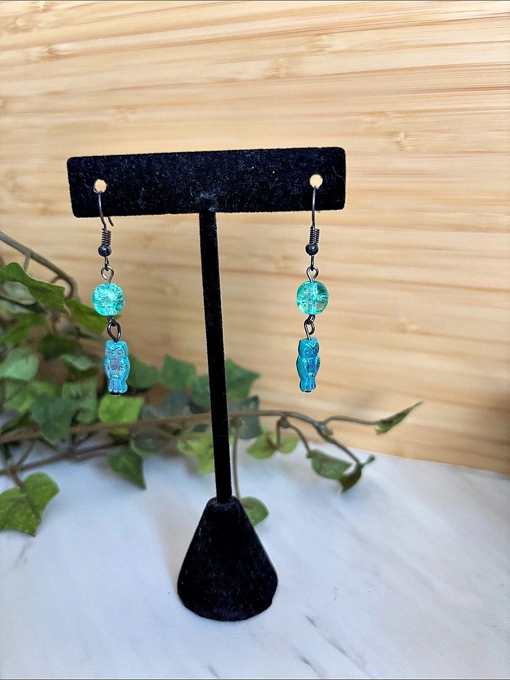Turquoise owl Dangle Earrings